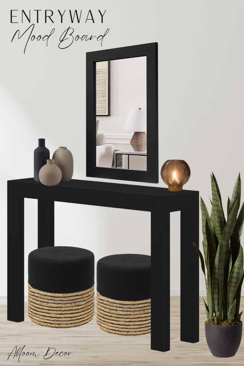 Modern Black Boho Entryway Idea, Entryway Design Idea