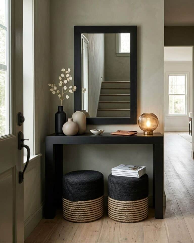 Modern Black Boho Entryway Idea