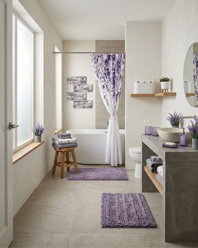 Purple Bathroom Design, Floral Lavender Bathroom Ideas