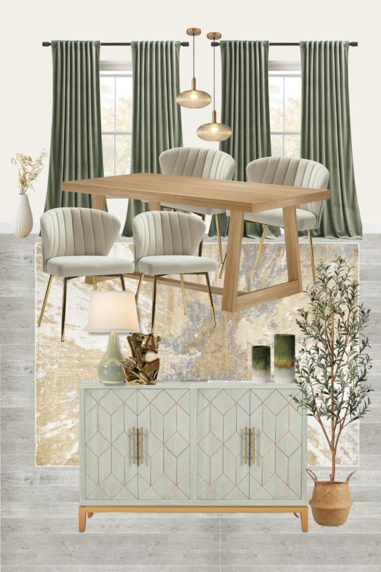 green and gold dining room ideas