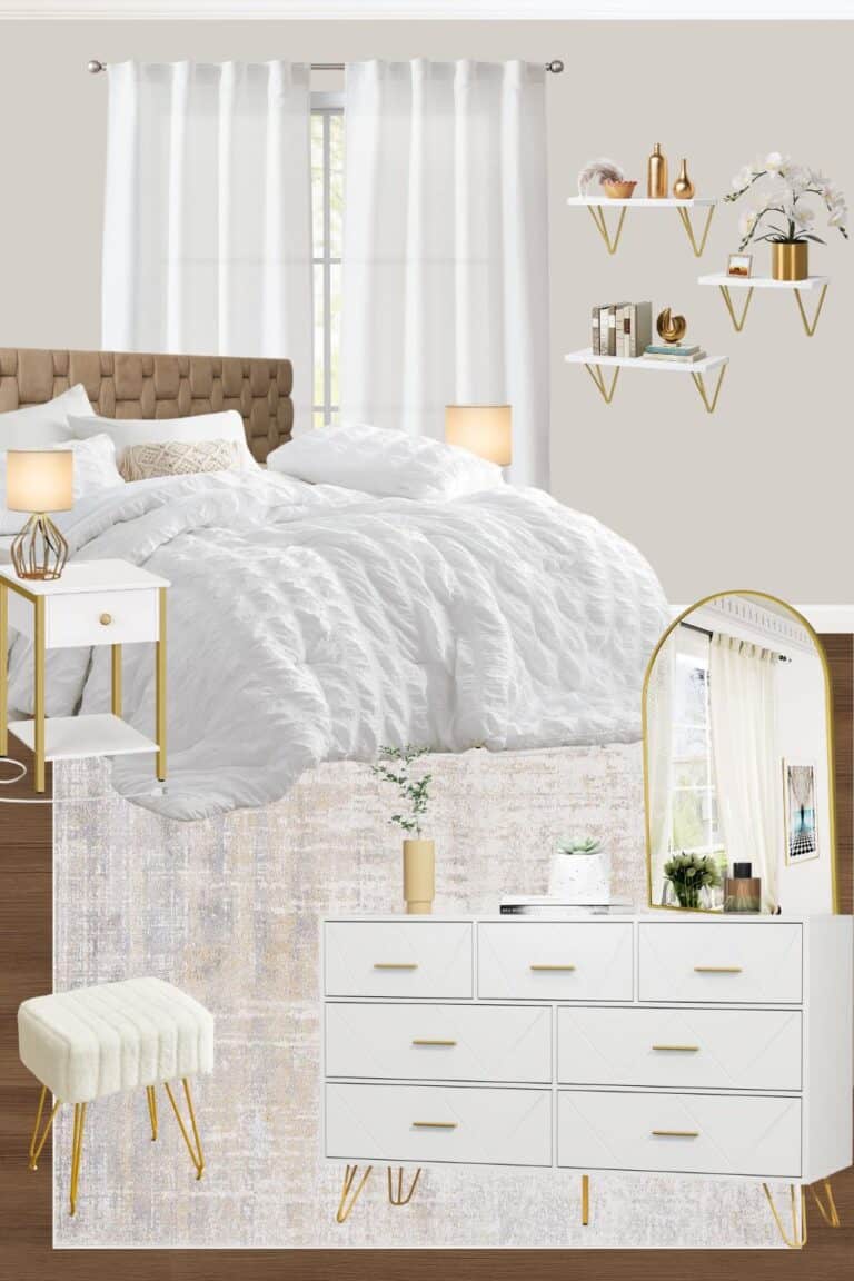 white and gold bedroom ideas