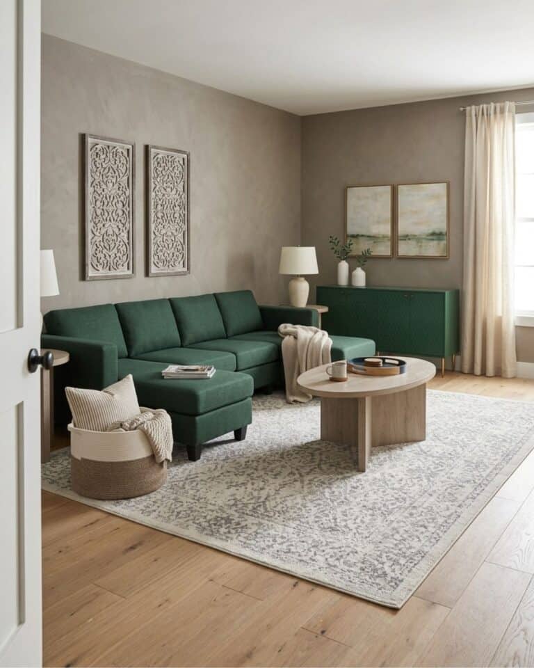 Emerald Green Sofa Living Room Idea