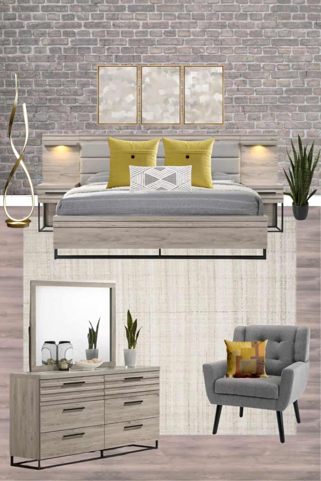 Contemporary Bedroom Design With 5 Piece Furniture Set