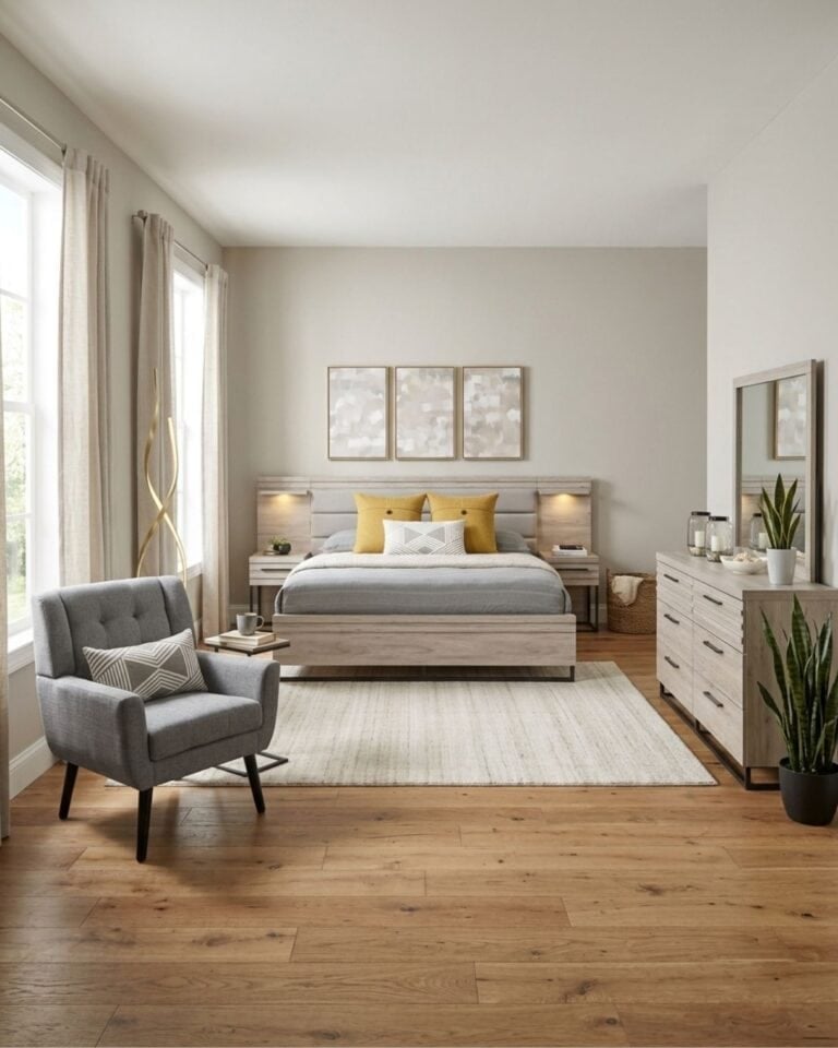 Contemporary Bedroom Design With Pops of Yellow