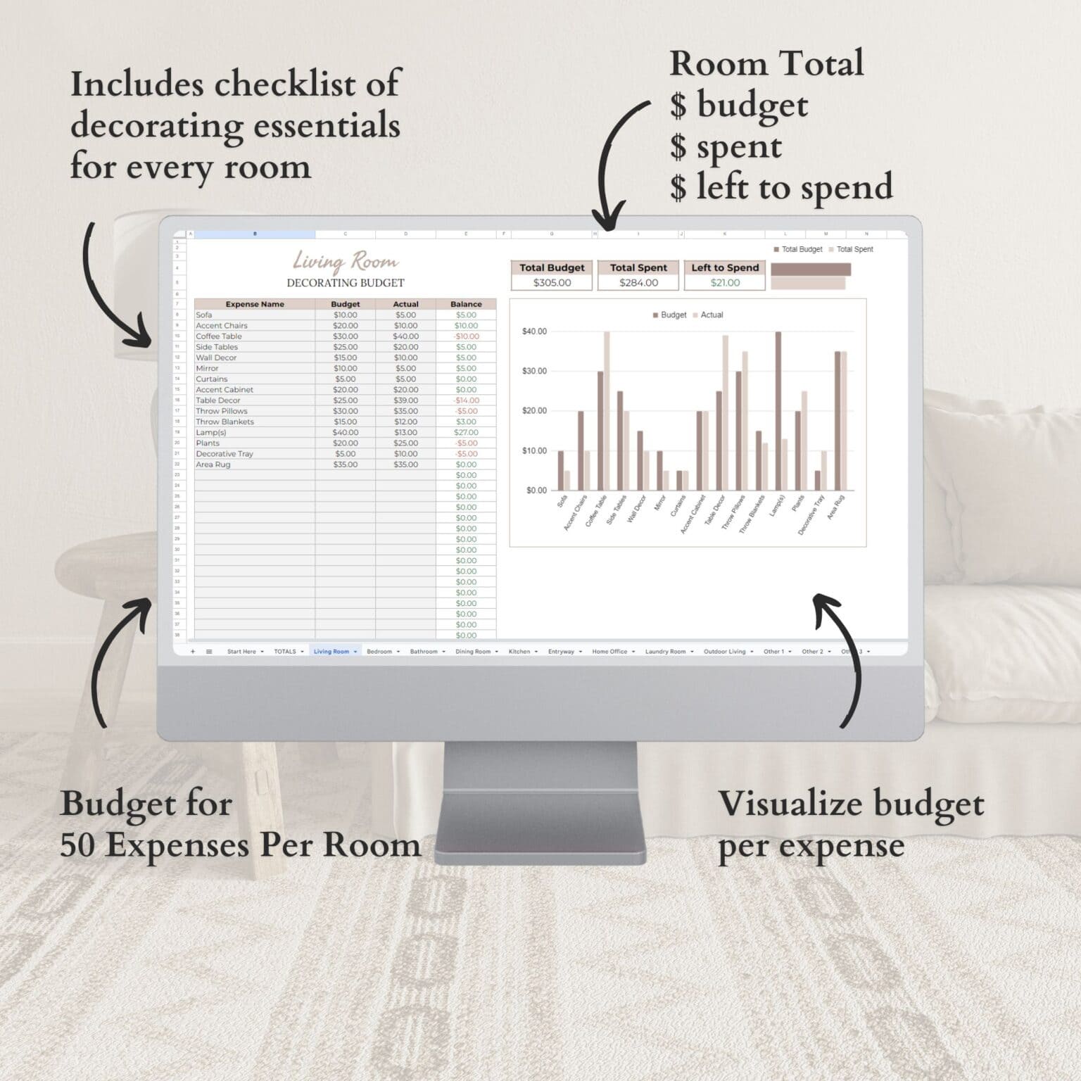 Small Apartment Decor Budget Tracker
