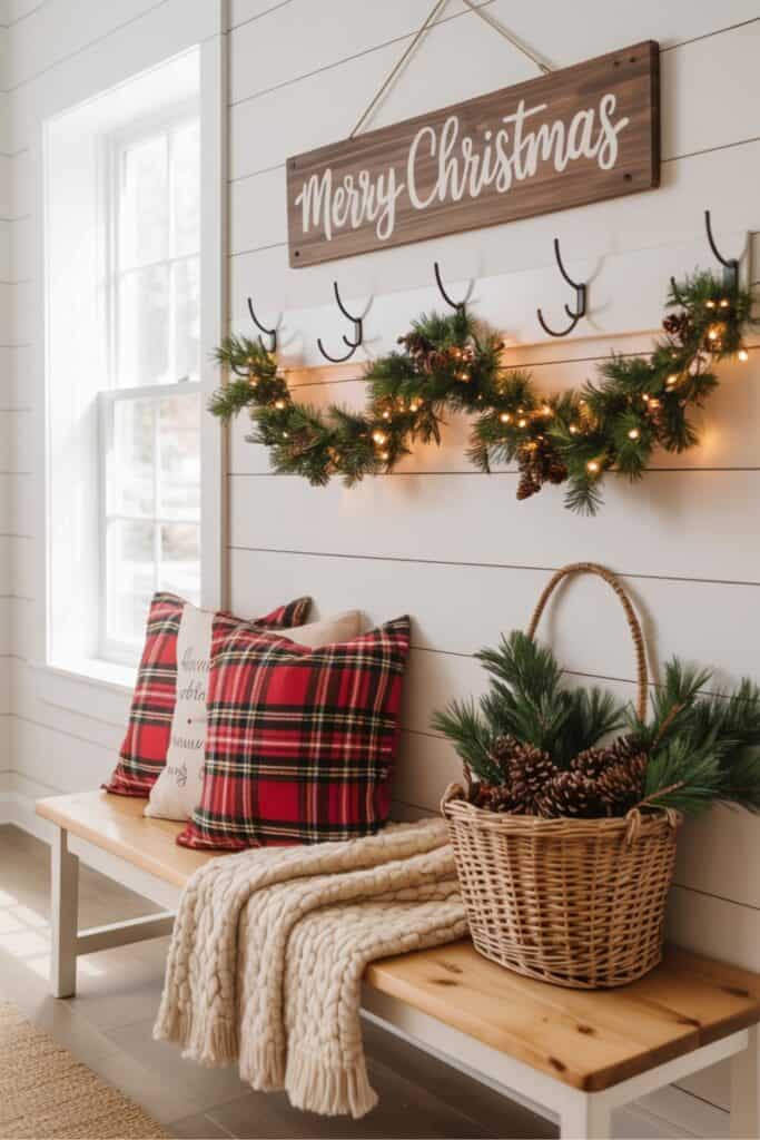 Plaid & Pine Entryway with Christmas Charm