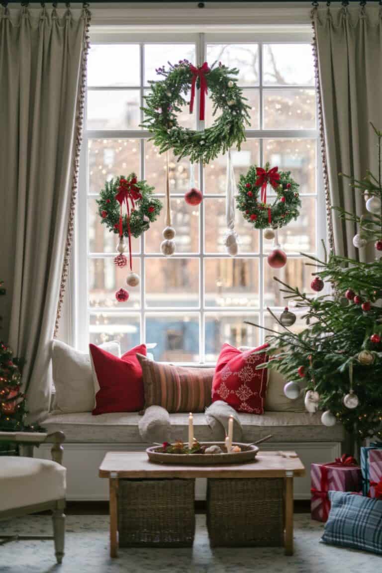 Living Room Window Christmas Decor Ideas