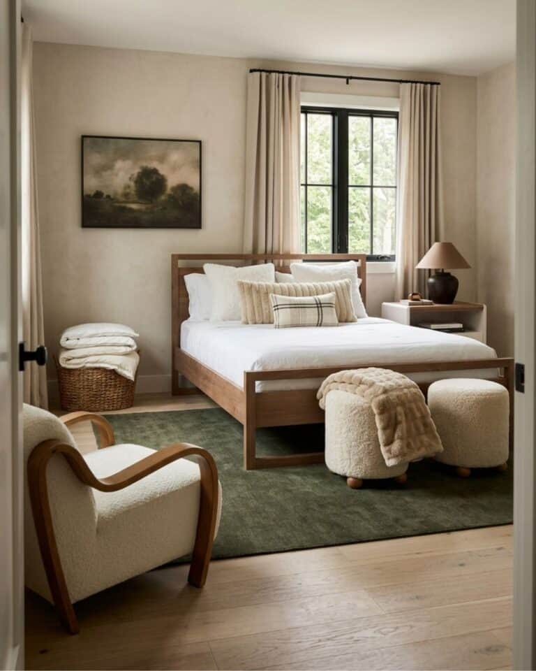 Green and Neutral Bedroom Design