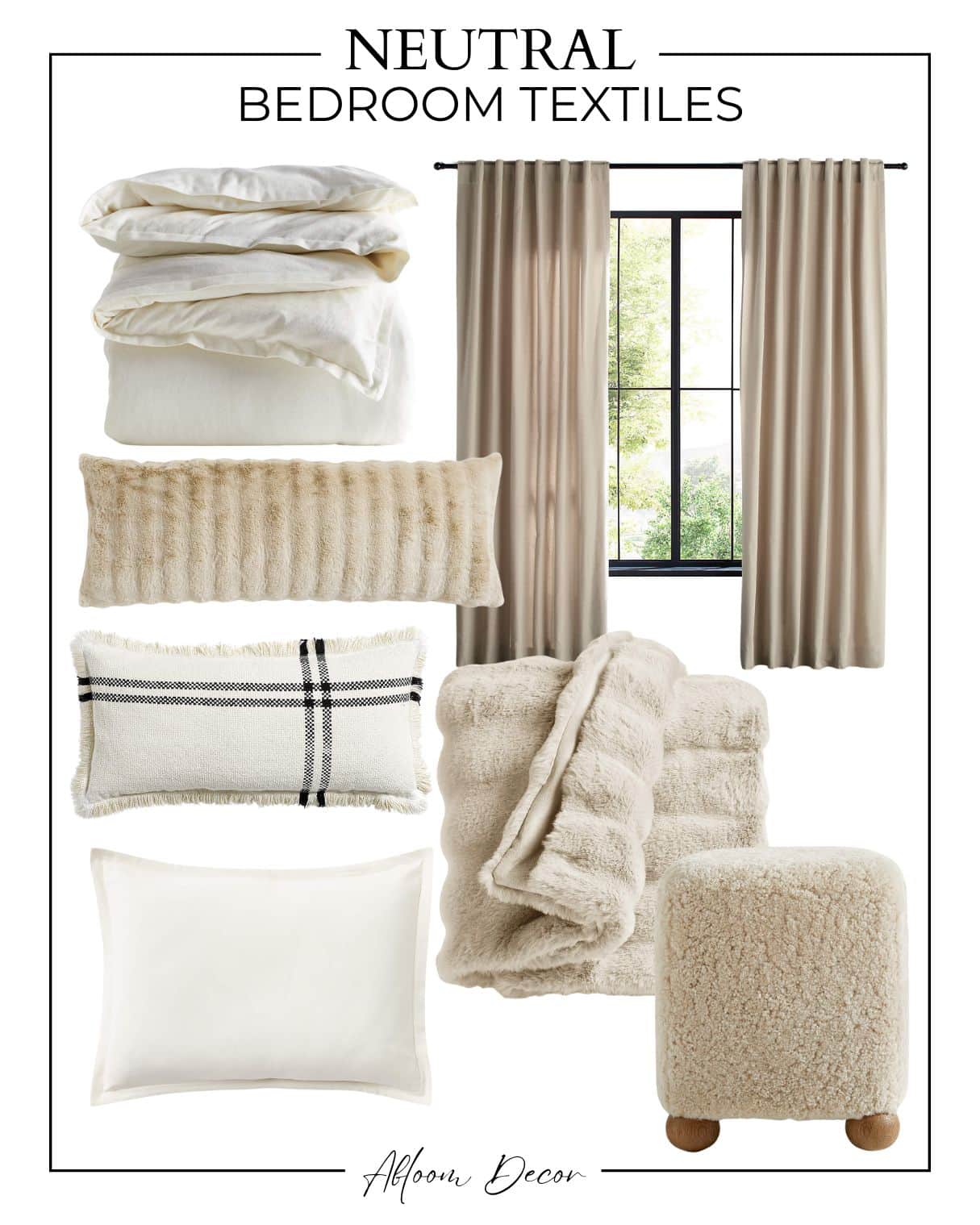 Green and Neutral Bedroom Design Mood Board