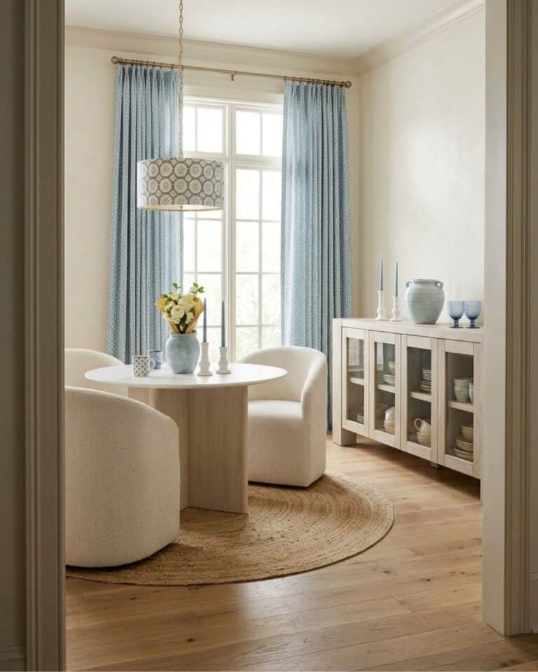 Light Blue and Beige Dining Room Design