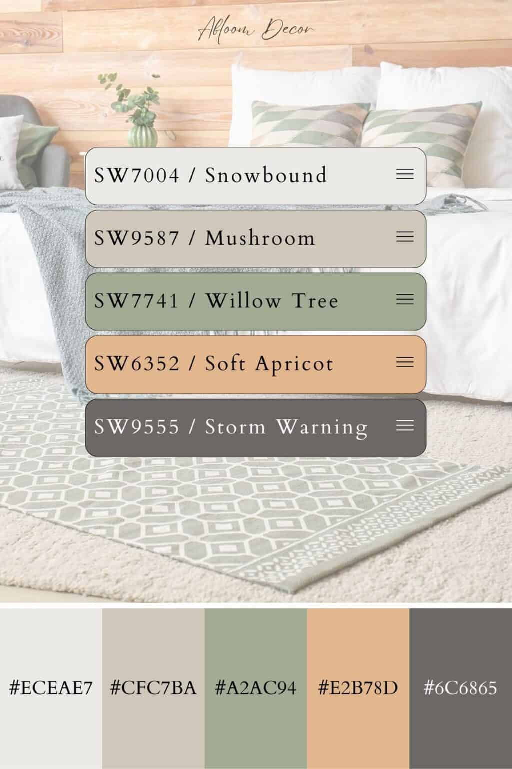 Warm Neutral and Sage Green Color Palette With Paint Colors