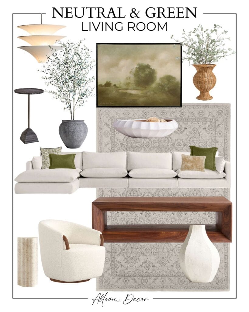 Picture of Neutral and Green Living Room Design Mood Board