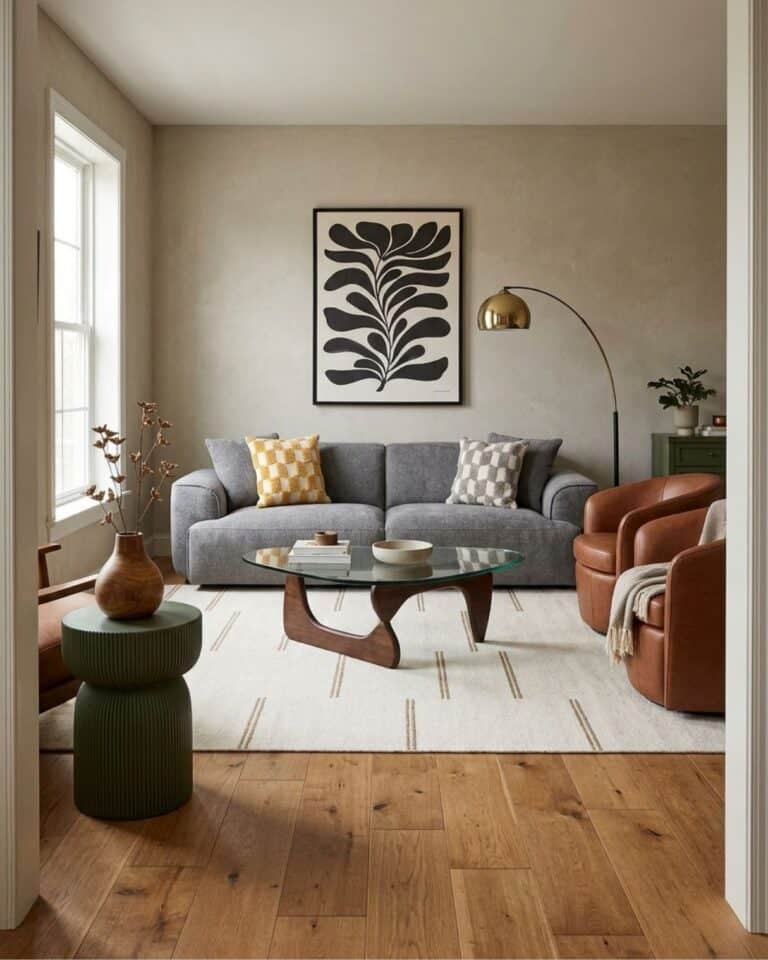 Cozy Contemporary Living Room Mood Board With Earthy Tones