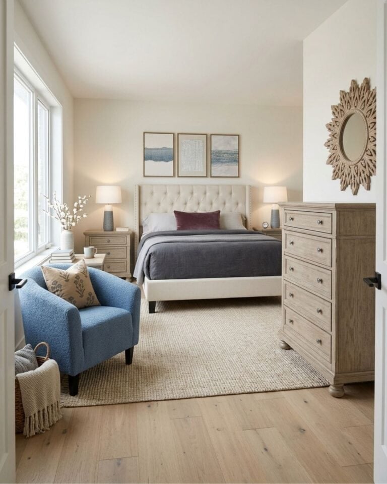 Neutral and Blue Bedroom Mood Board