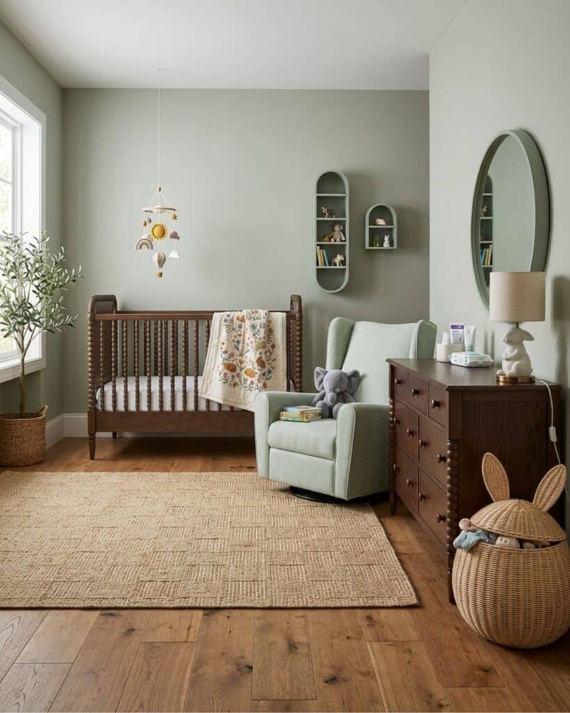 Brown and Sage Green Bunny Nursery