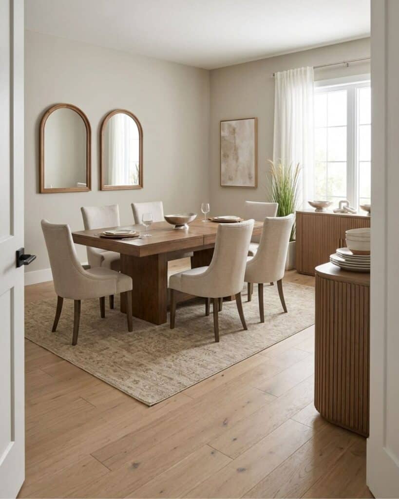 Dining Rooms with Neutral Colors and Wood Accents