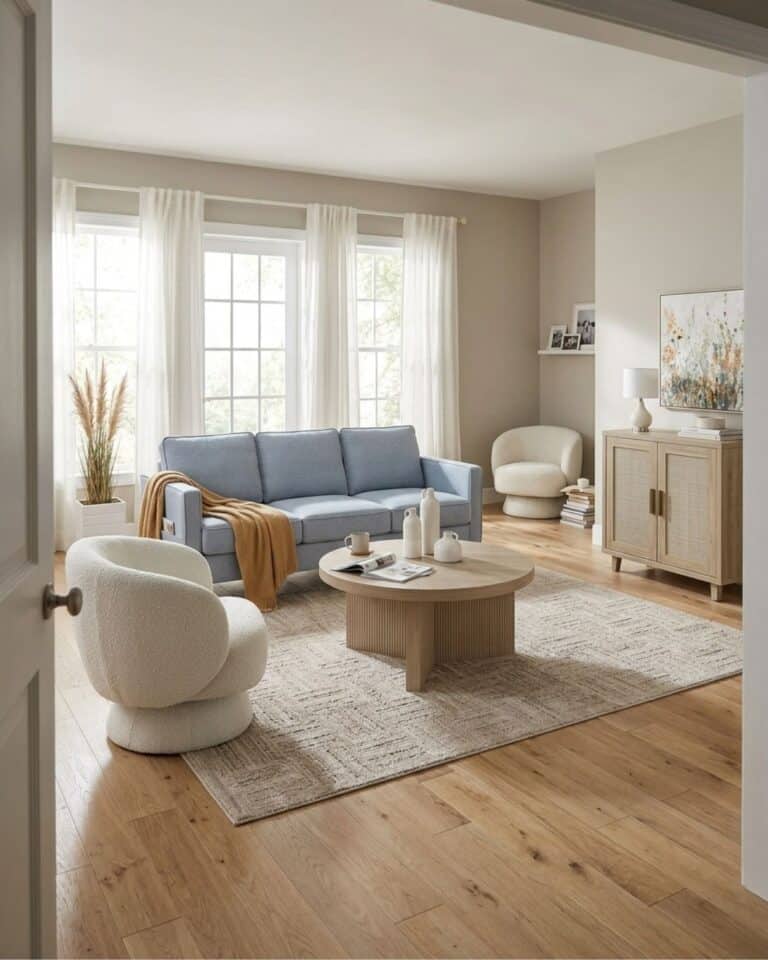 Light Blue and Neutral Living Room