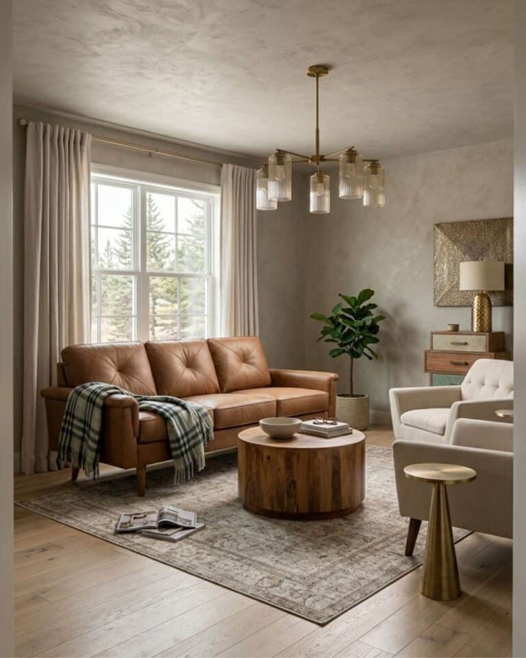 Vintage Modern Living Room with Wood Accents
