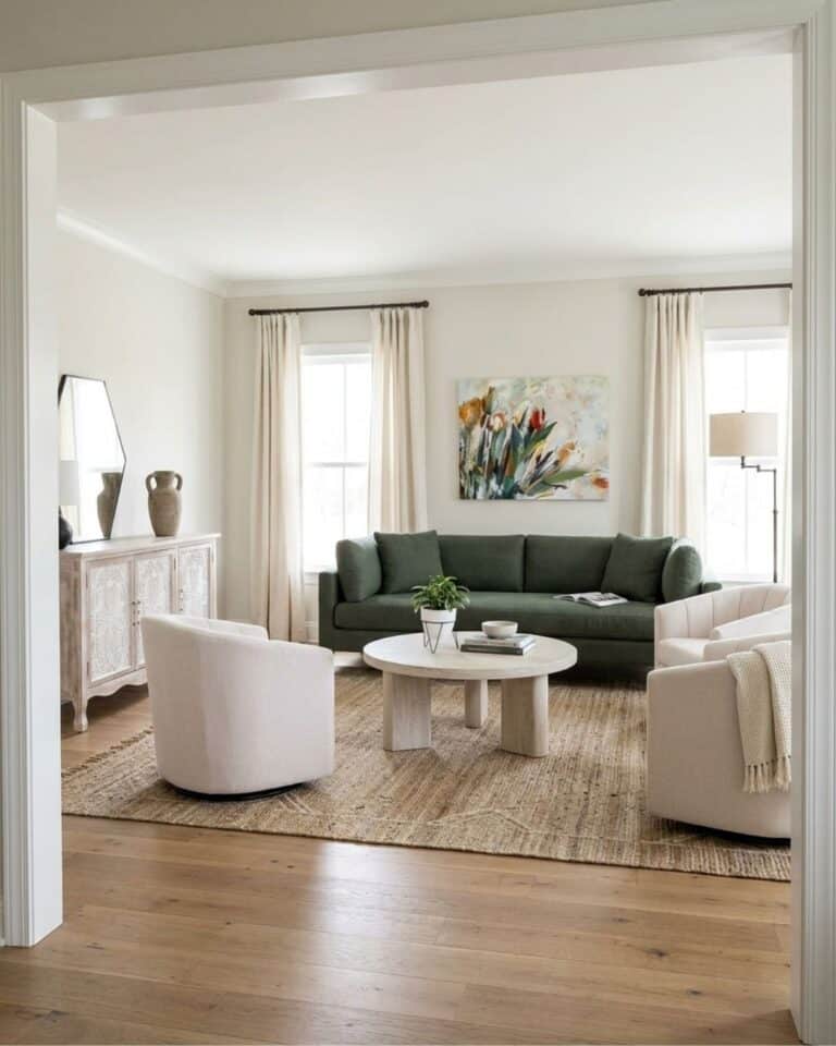Green Sofa Living Room Ideas with Earthy Neutrals