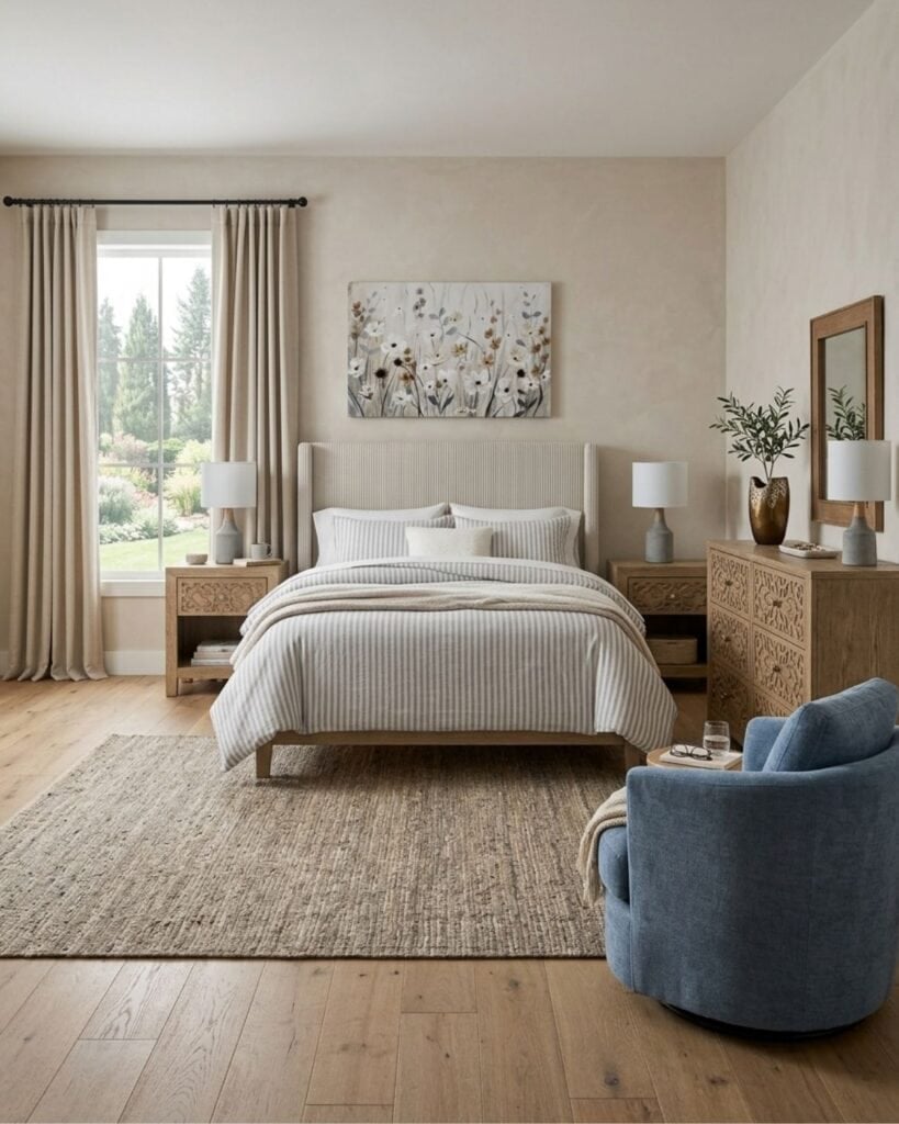 Neutral and Blue Bedroom Ideas with Matching Furniture
