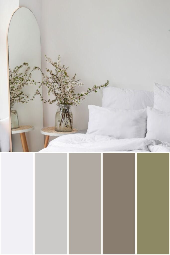 Minimalist Color Palette with Hex Codes and Paint Colors