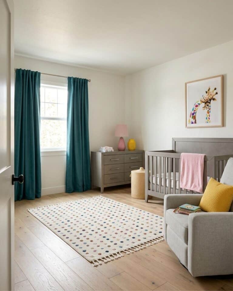 Baby Girl Giraffe Nursery with Teal and Pink Accents
