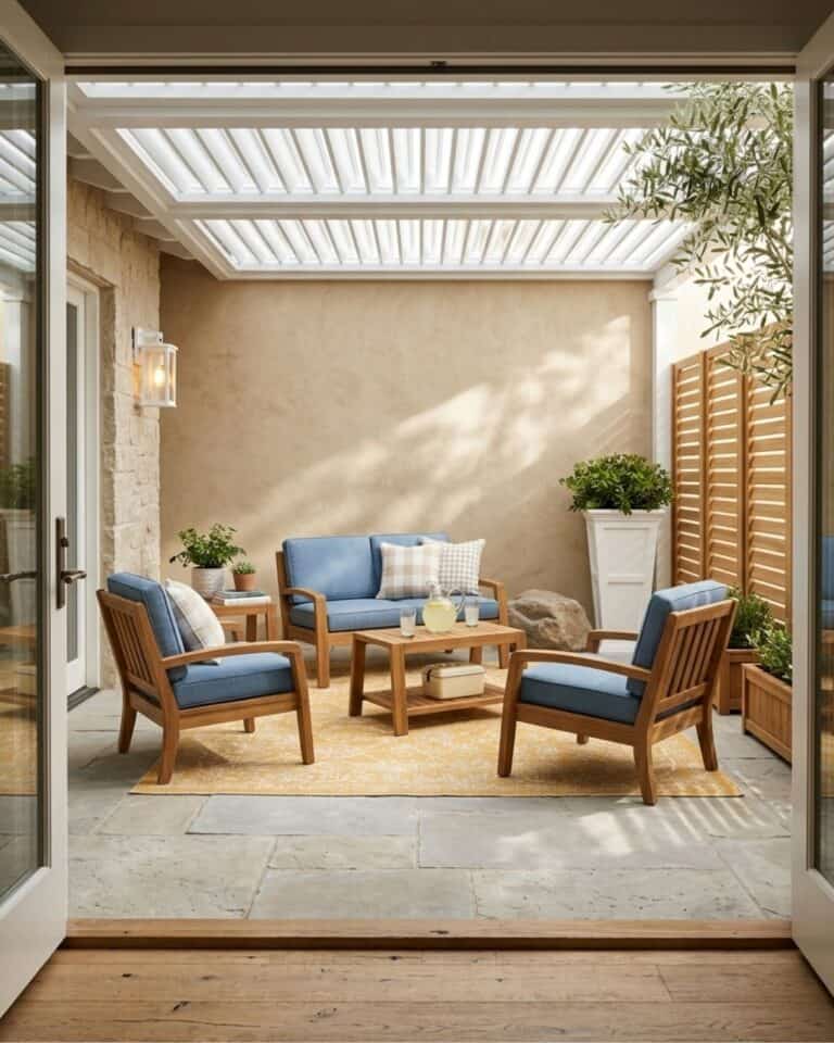 Backyard Patio Decor Ideas with Pergola and Planters