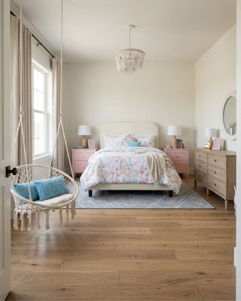 Blue and Pink Tween Girl Bedroom Design