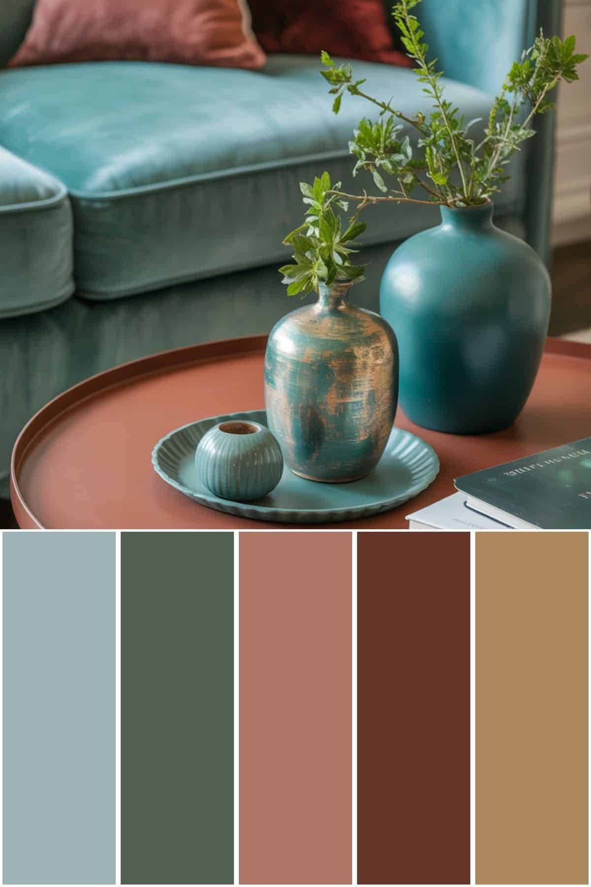 Dark Teal Rust Burgundy Color Palette for Fall