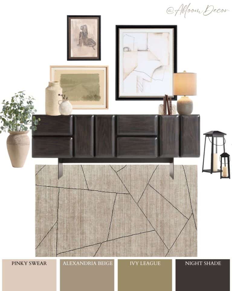 Modern Dark Wood Console Table Entryway Design