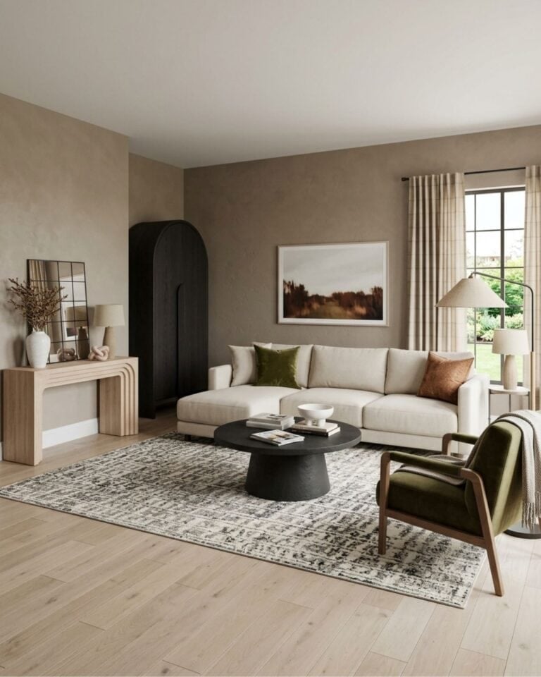 Modern Neutral Living Room Design with Earthy Tones