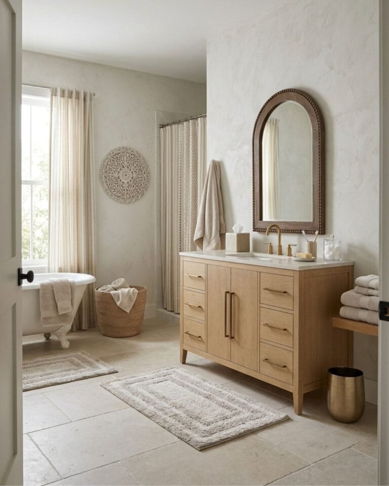 Neutral Boho Bathroom Design