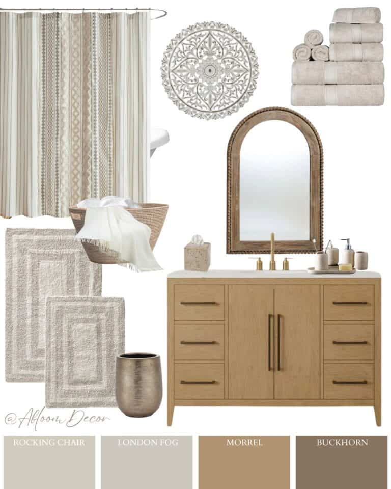 Neutral Boho Bathroom Design