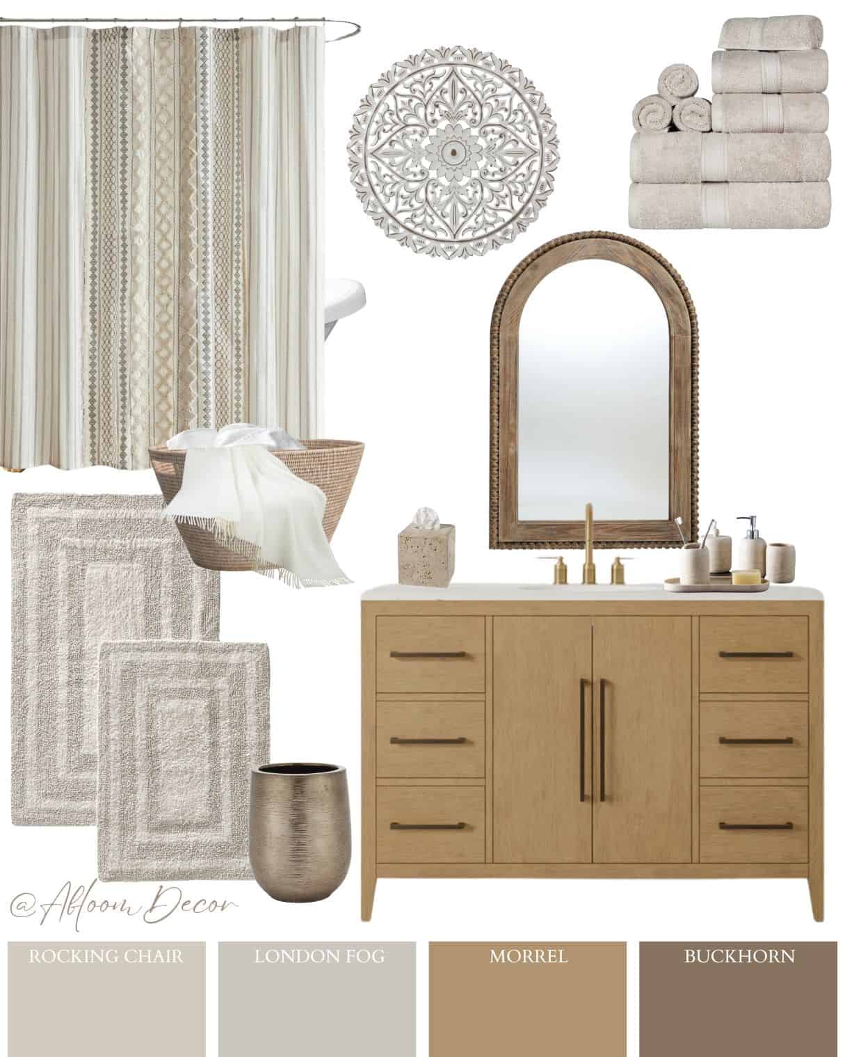 Neutral Boho Bathroom Design