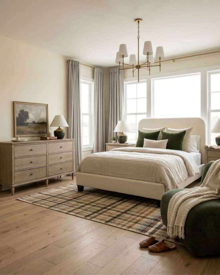 Neutral and Green Bedroom Design