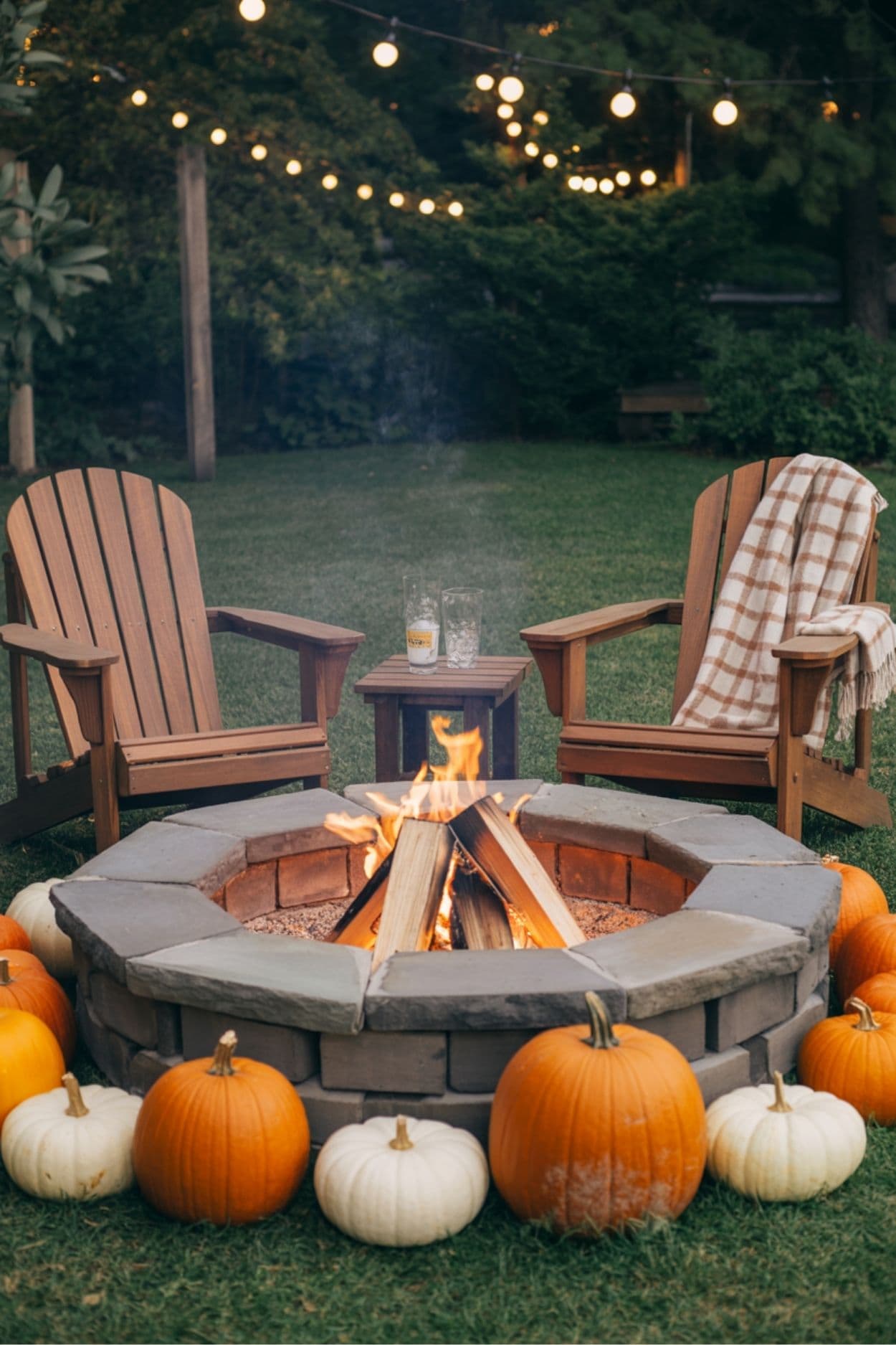 Pumpkin-Lined Backyard Fire Pit