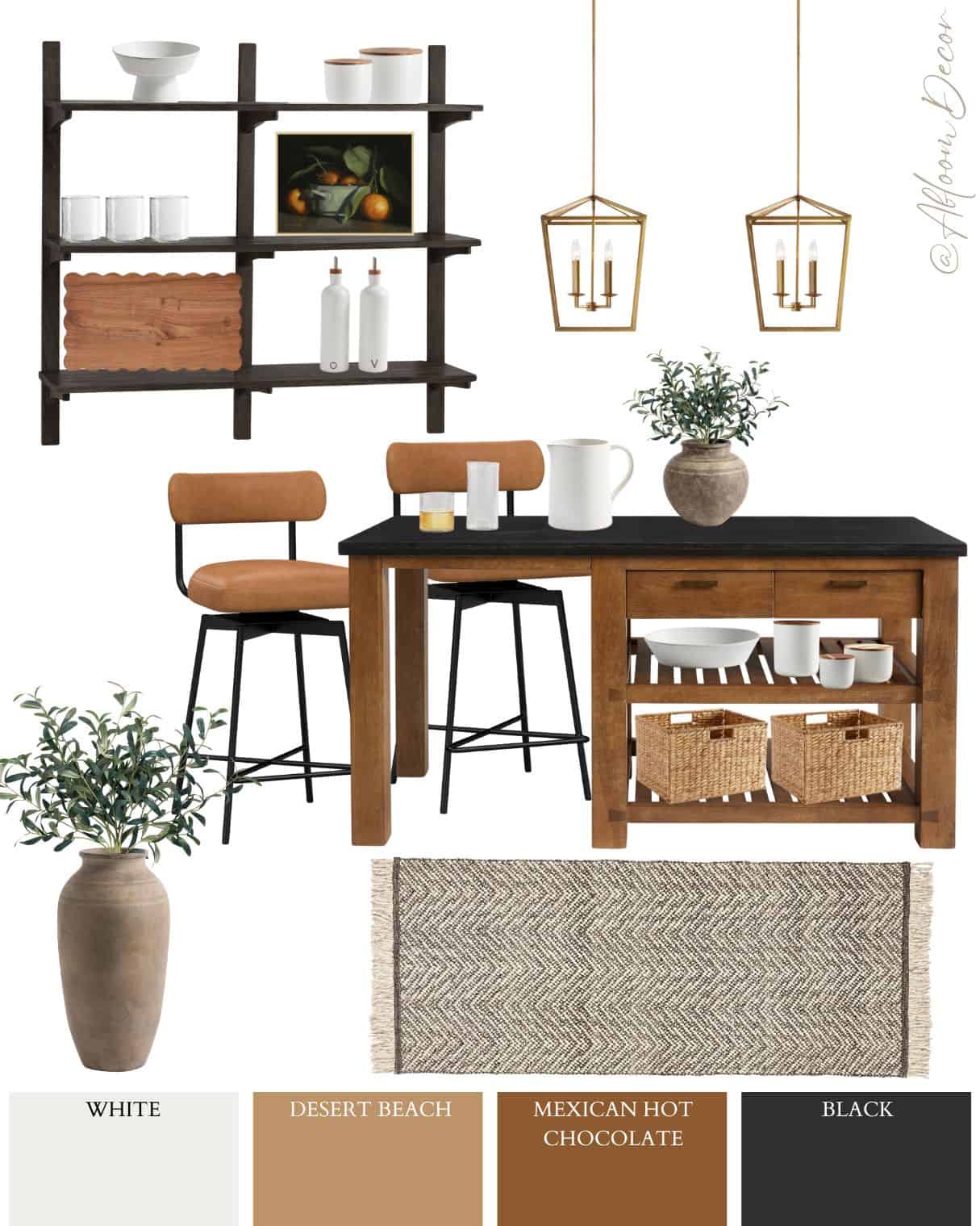 Cozy Black and Brown Kitchen Mood Board
