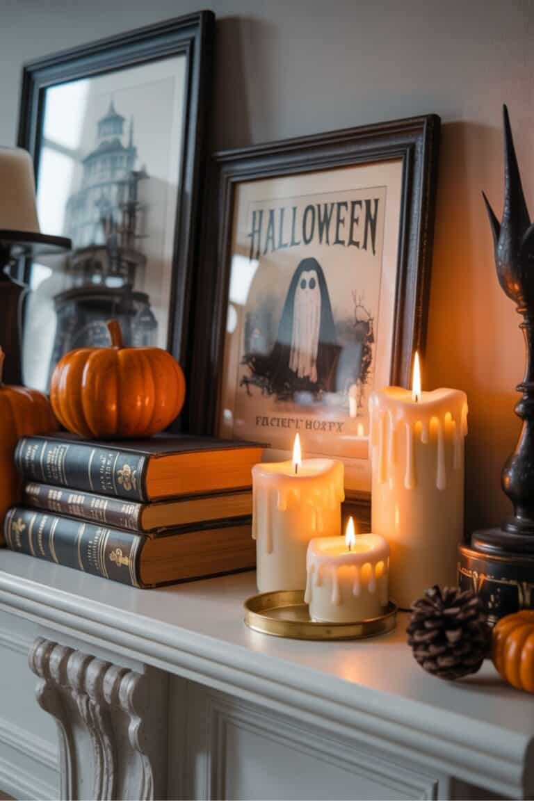 Cute and Spooky Halloween Mantel Decorating Ideas