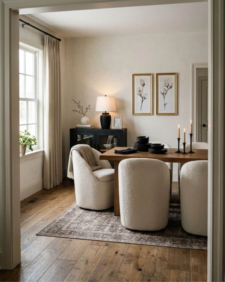 Modern Neutral Dining Room With Black Accents