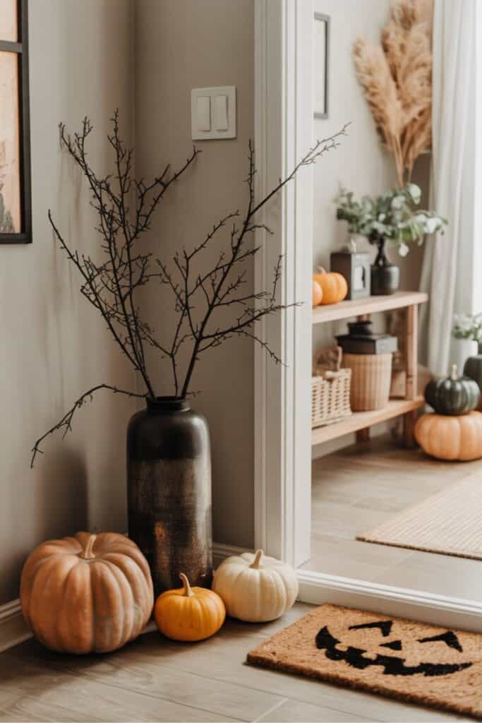 black branches in vases for halloween