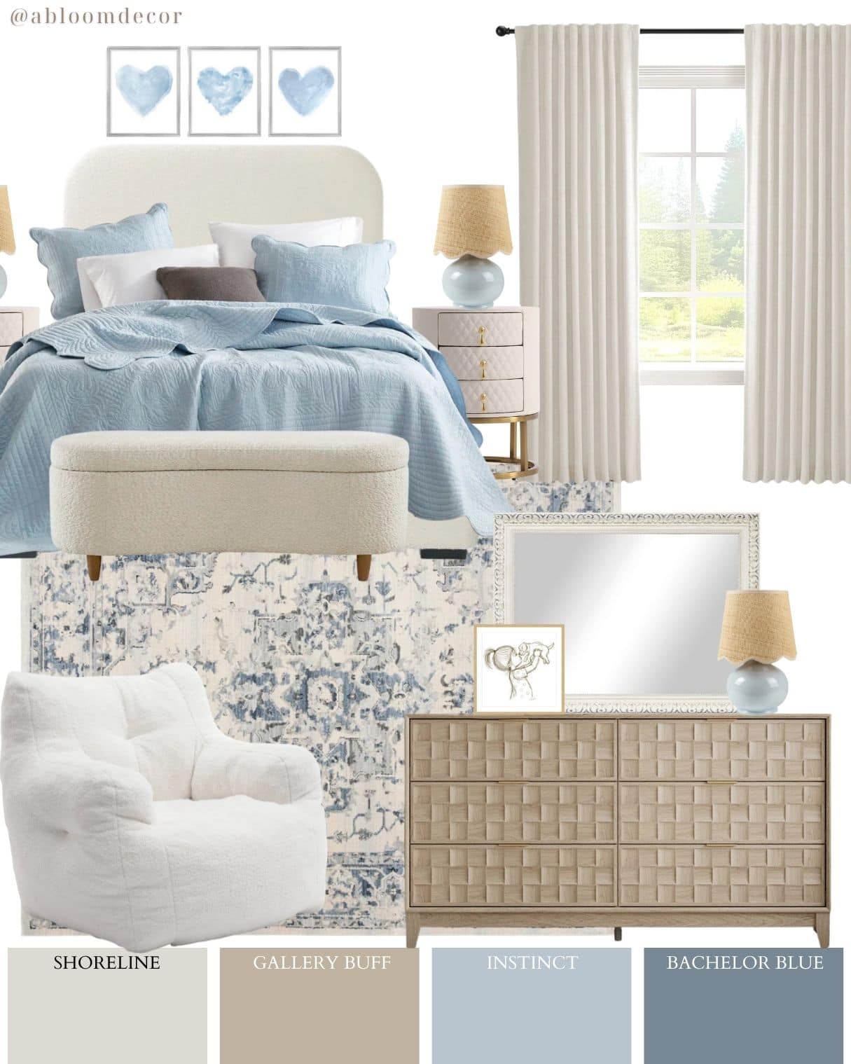 calming blue tween girl bedroom