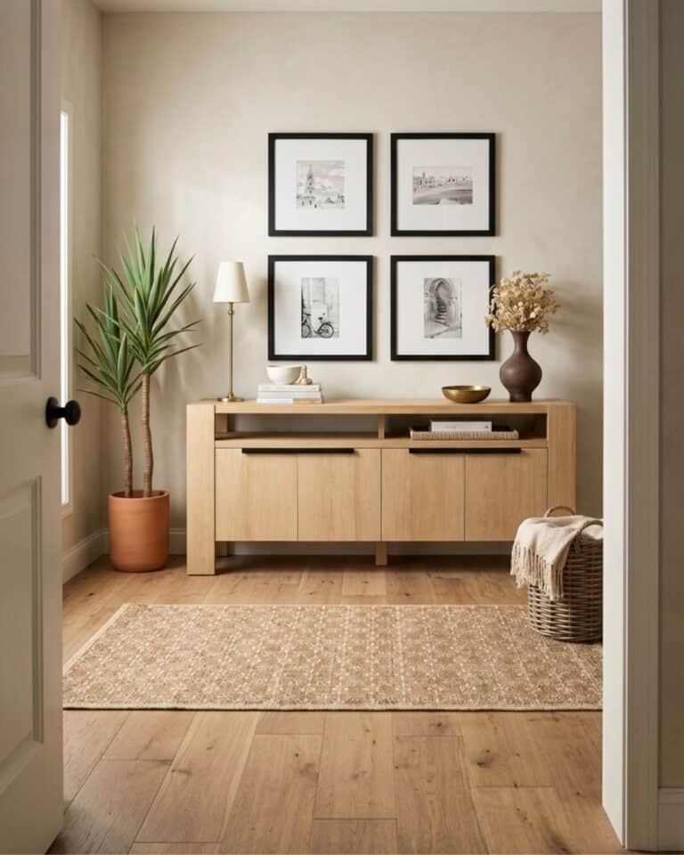 Earthy Green and Brown Modern Entryway Mood Board