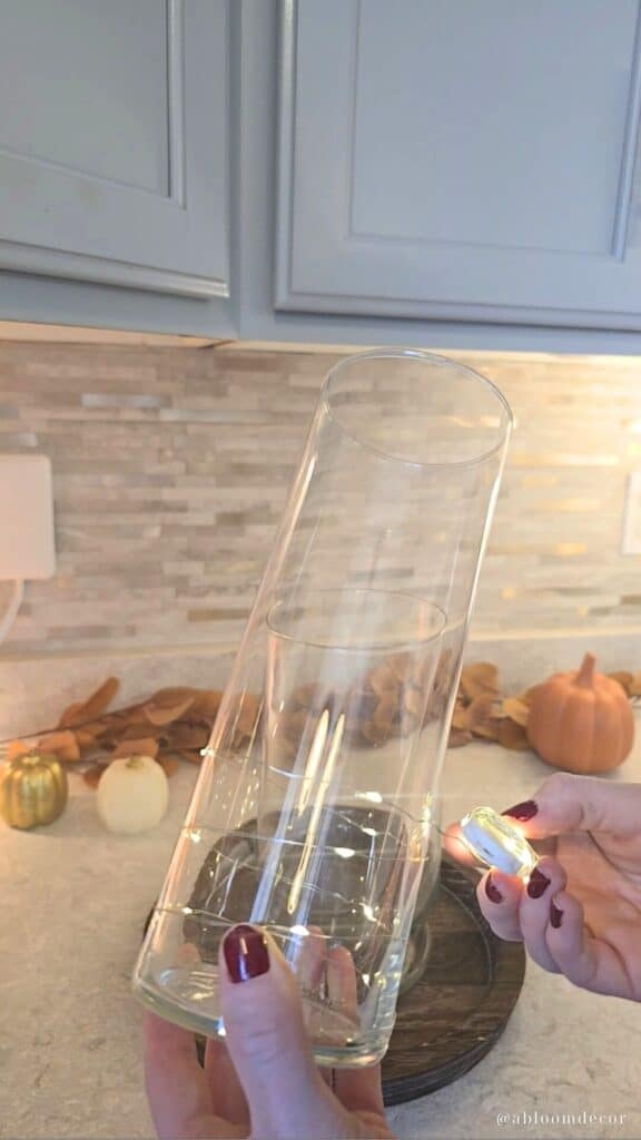 Glowing Pinecone DIY Fall Centerpiece Step 1