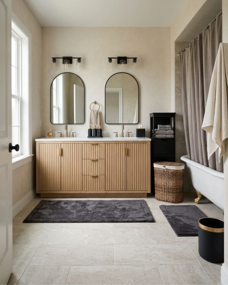 Modern Neutral Bathroom with Taupe and Charcoal