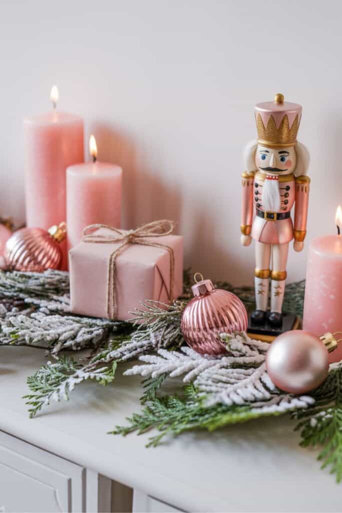 Pretty Pink Nutcracker Mantel Decor