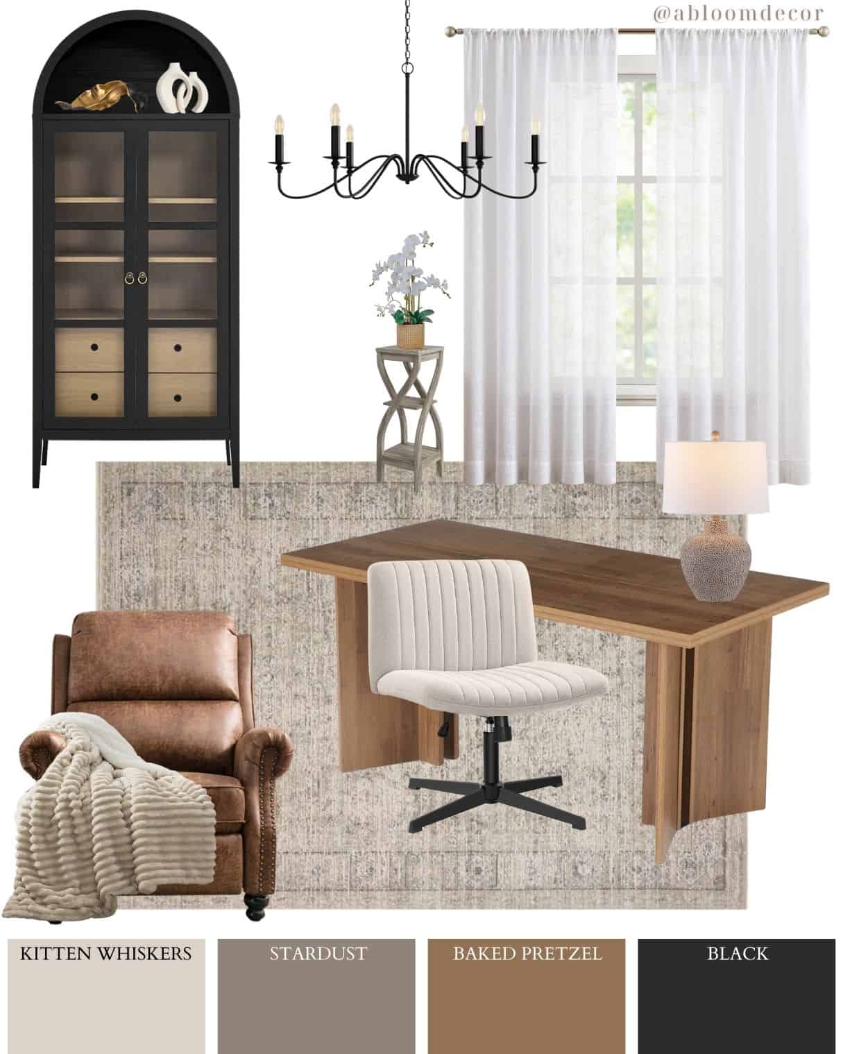 Warm Neutrals & Black Modern Farmhouse Home Office