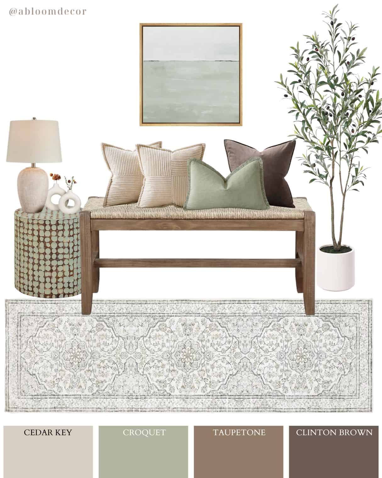 Soft Green and Taupe Modern Rustic Small Entryway Design