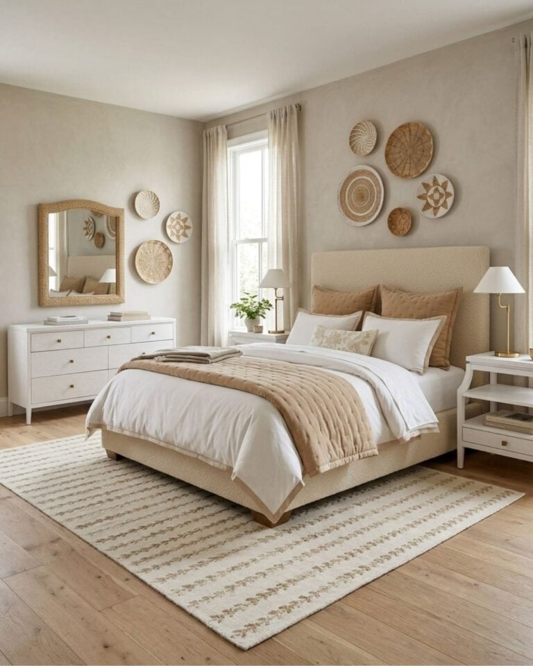 Warm Beige and White Minimalist Bedroom Design
