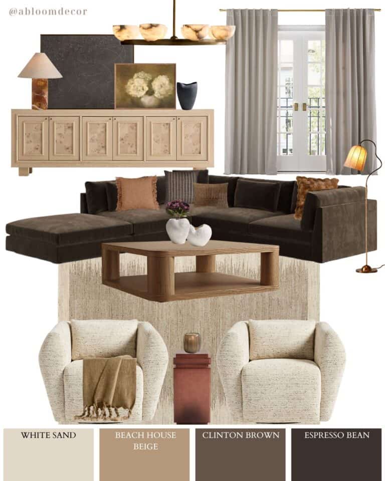 Cozy Neutral Brown Sofa Living Room Design