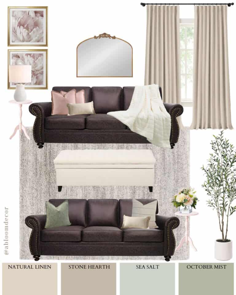 Warm Brown & Soft Pastel Traditional Living Room Design